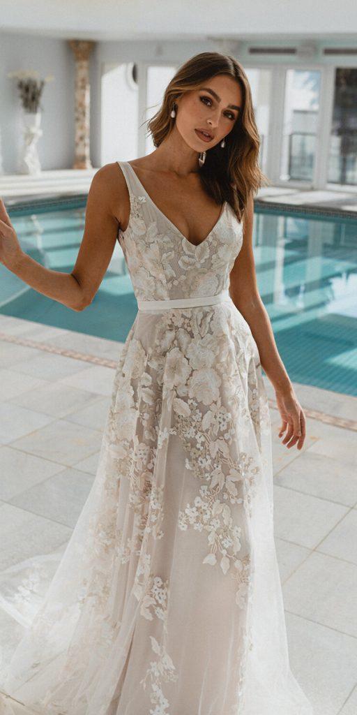destination wedding dresses a line v neckline sleeveless anna campbell
