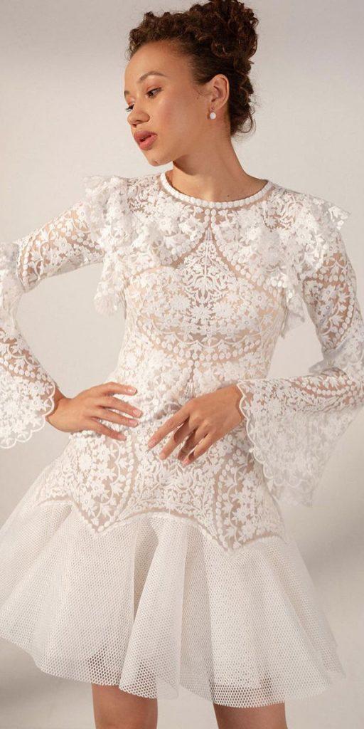 lace short wedding dresses with sleeves lace boho raraavis
