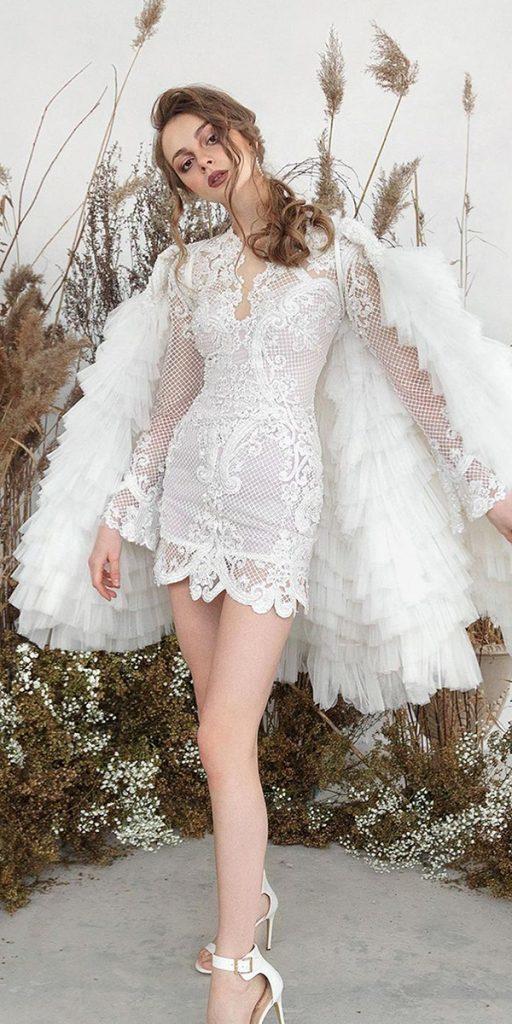 lace short wedding dresses with sleeves sexy beach malyarovaolga