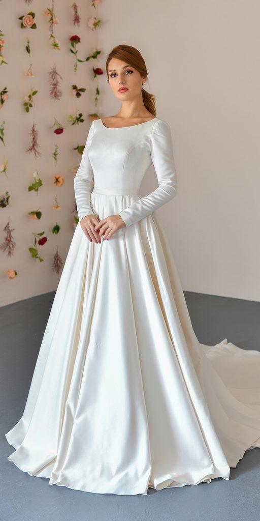 modest wedding dresses a line with long sleeves simple dai deilinik