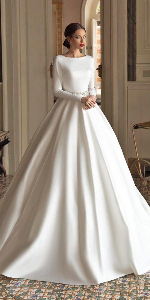 modest wedding dresses ball gown with long sleeves simple luce_sposa
