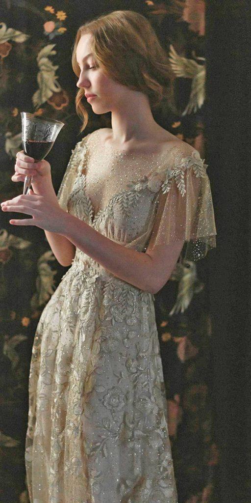 vintage wedding dresses 1920s a line floral appliques claire pettibone