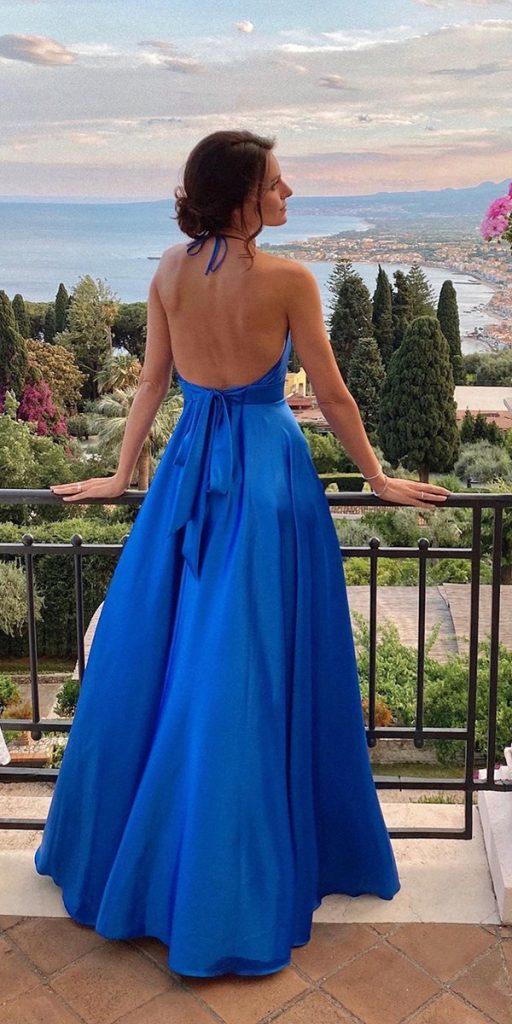 wedding party dresses simple navy backless beach ateliereme