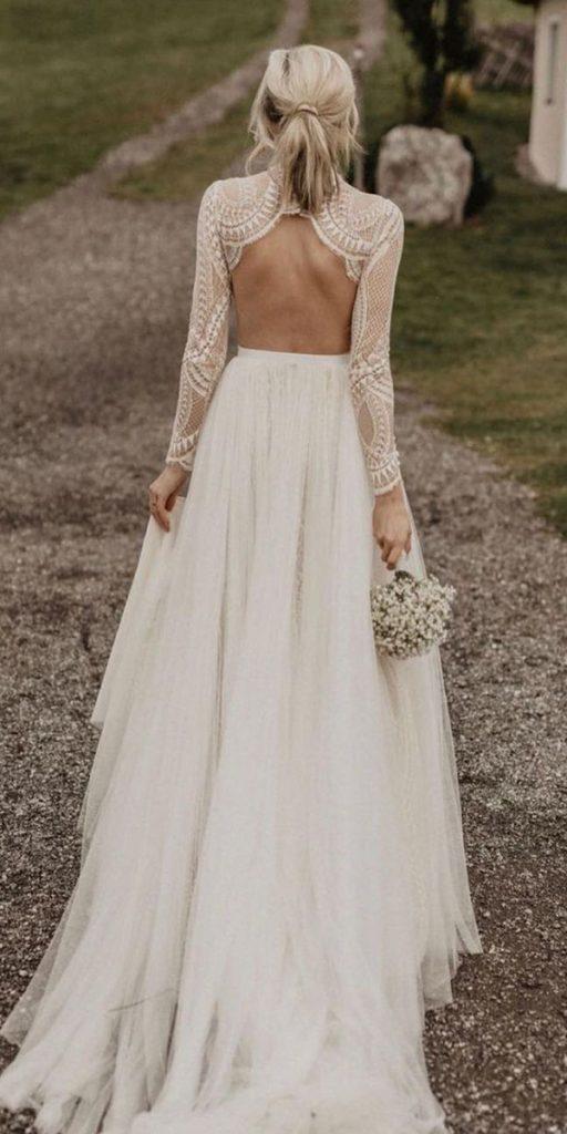 bohemian wedding dresses with sleeves open back lace rustic pattechristophphotography