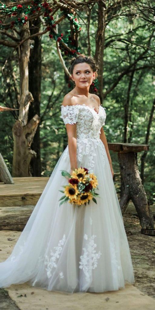 country wedding dresses a line off the shoulder lace romantic cocomelody