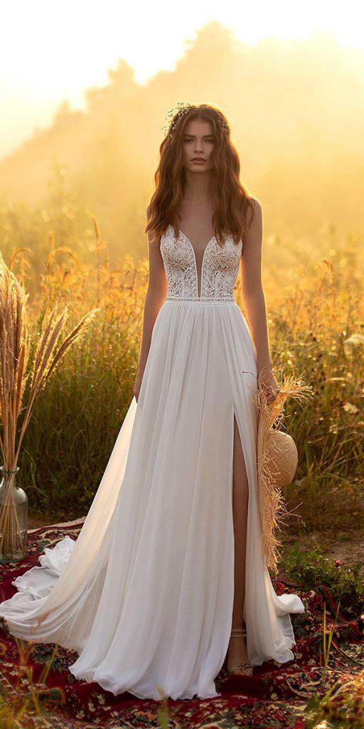 country wedding dresses a line with spaghetti straps western boho ariabride