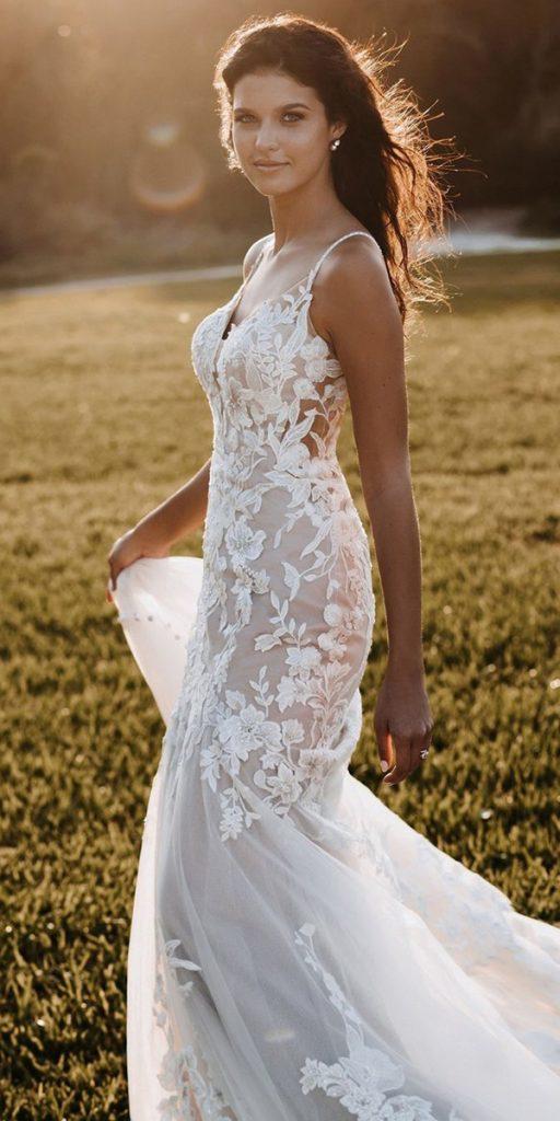 country wedding dresses sheath with spaghetti straps lace allurebridals