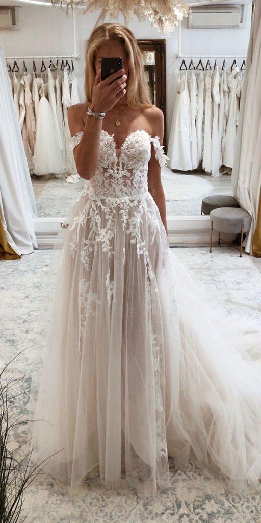 lace beach wedding dresses sweetheart neckline off the shoulder sexy enzoani