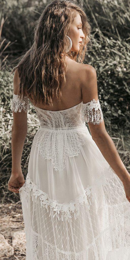 lace boho wedding dresses a line off the shoulder rustic rish_bridal