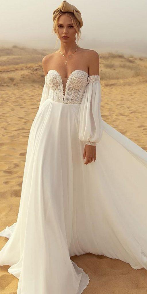 lace boho wedding dresses a line sweetheart neckline with sleeves luce_sposa