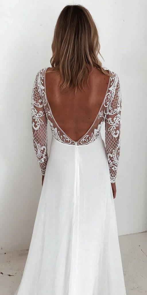 lace wedding dresses with sleeves a line low back delila fox