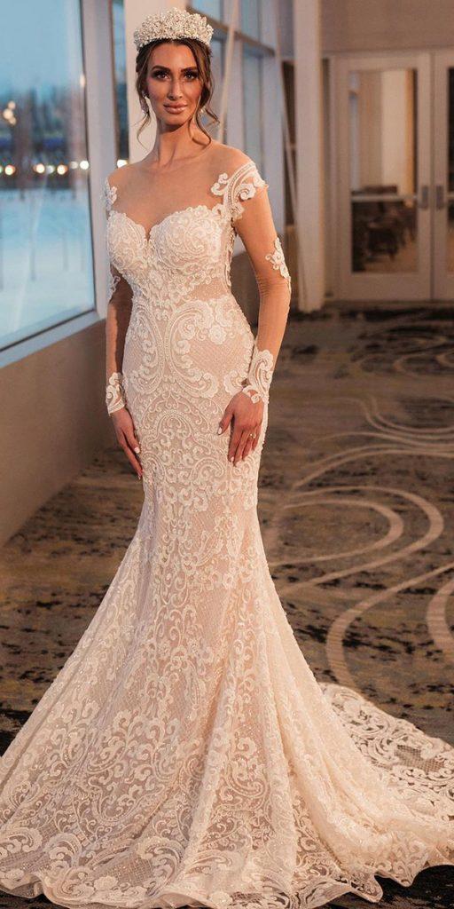 lace wedding dresses with sleeves fit and flare sexy sweetheart naama_and_anat