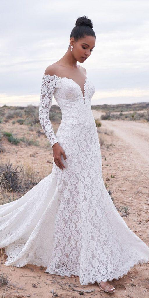 lace wedding dresses with sleeves off the shoulder sweetheart allurebridals