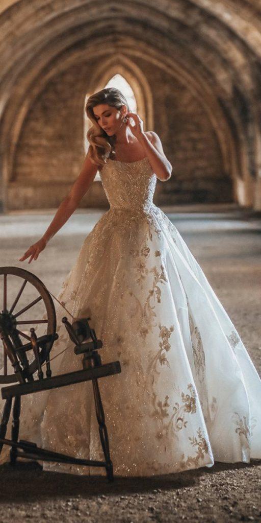 princess wedding dresses lace square neckline allurebridals