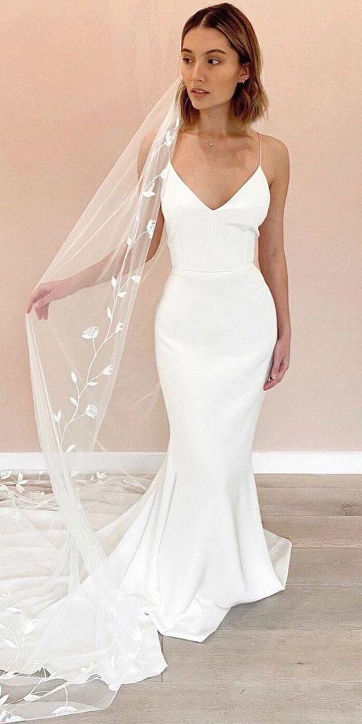 satin mermaid wedding dresses with spaghetti straps simple alexandragrecco