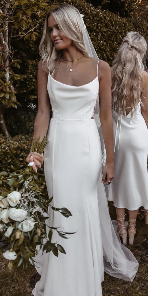 silk wedding dresses sheath with spaghetti straps simple lovers society