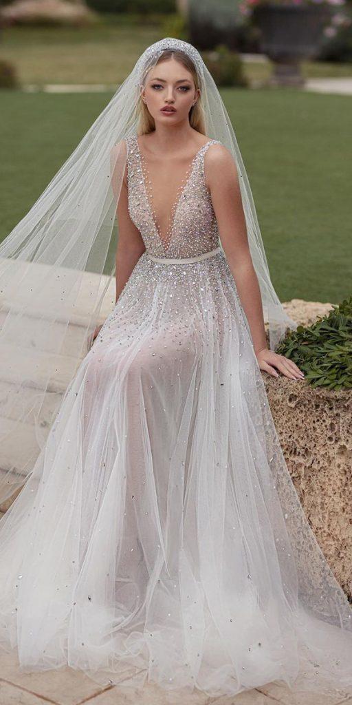summer wedding dresses a line deep v neckline sequins sexy julievino