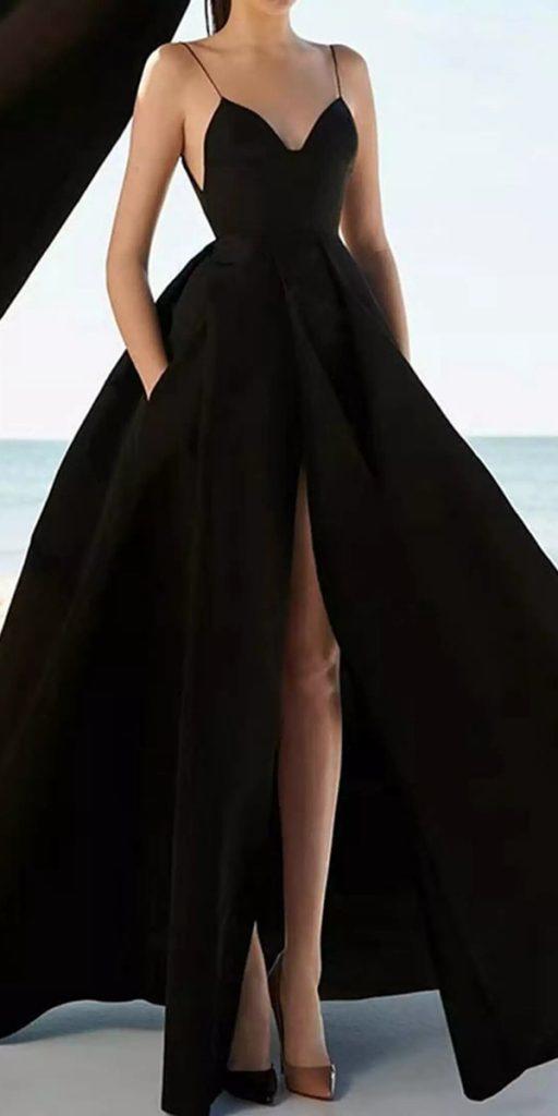 black wedding dresses simple with spaghetti straps sweetheart neckline alex perry