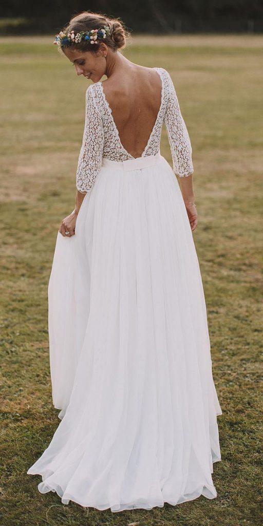 bridal gowns with sleeves a line v back boho eleonore pauc