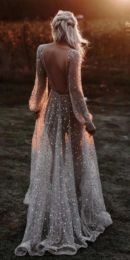 bridal gowns with sleeves open back a line country boho tali__photography