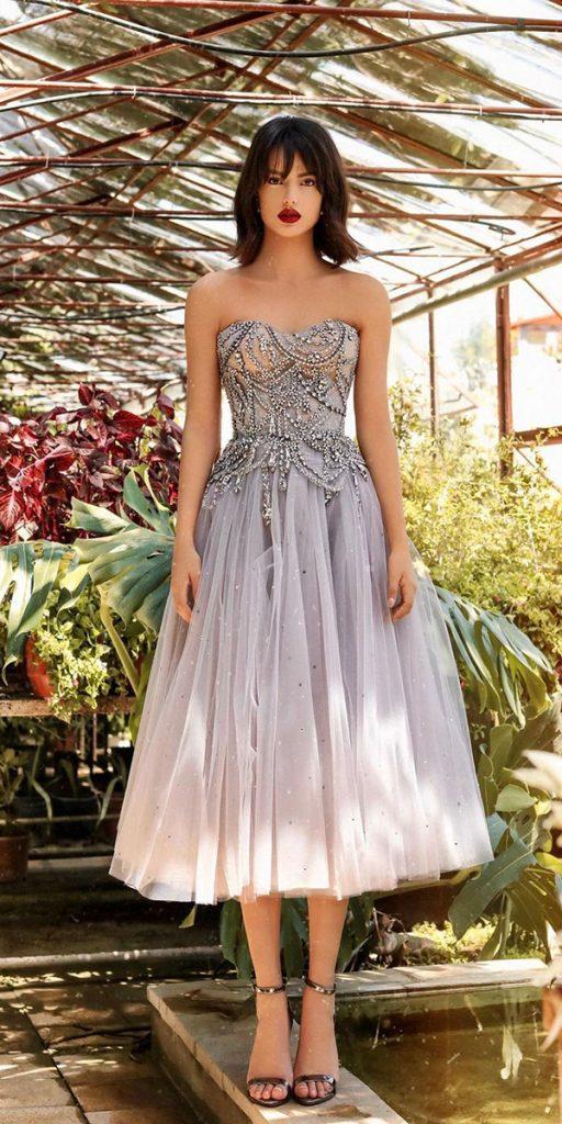 knee length wedding dresses colored strapless beaded vintage endritmertiri