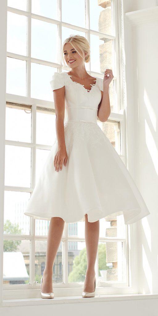 knee length wedding dresses with cap sleeves lace house of mooshki