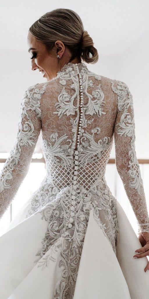 lace back wedding dresses with long vintage jatoncouture