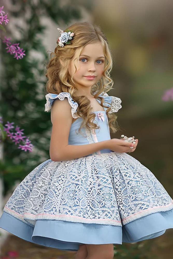 lace flower girl dresses blue rustic tutu irinkac