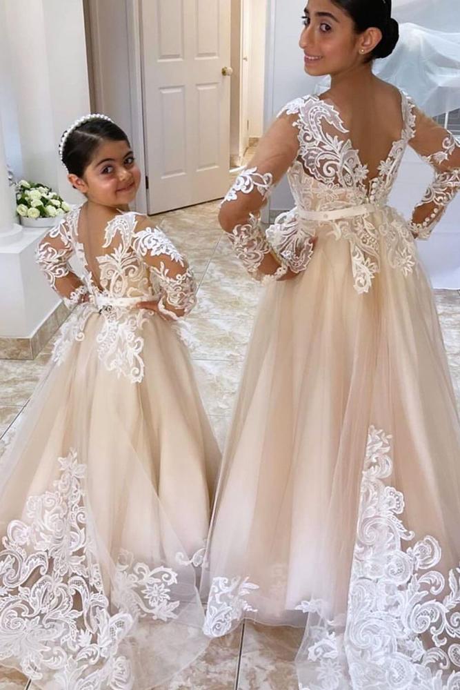 lace flower girl dresses vintage with sleeves blush vintagerosebyhannahaj