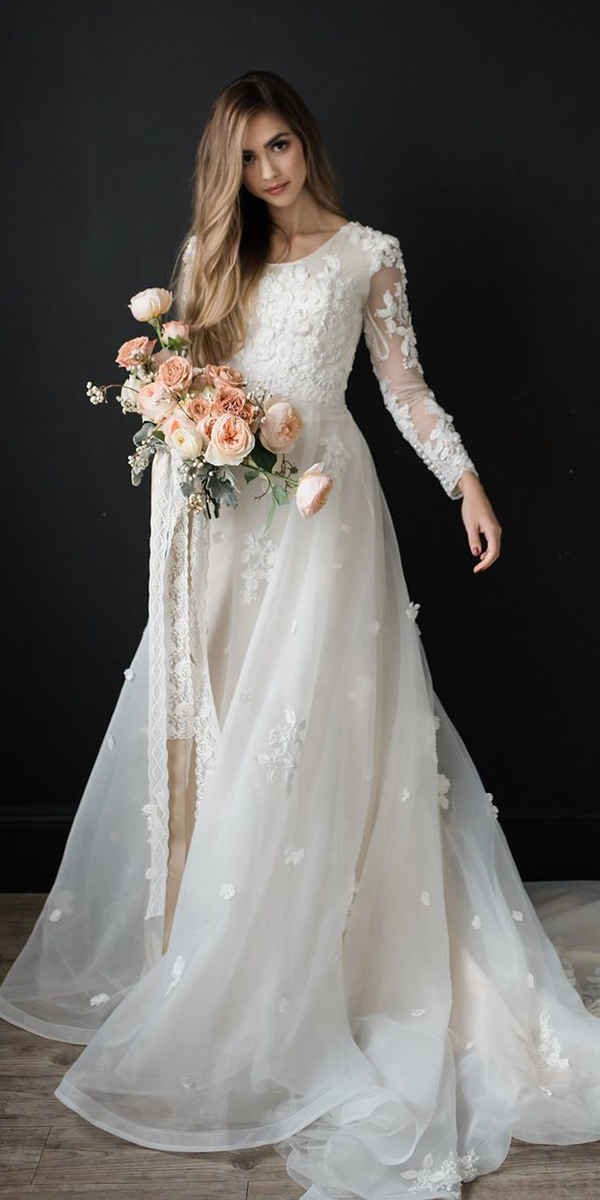 lace wedding єdresses with sleeves a line with long sleeves elizabethcooper