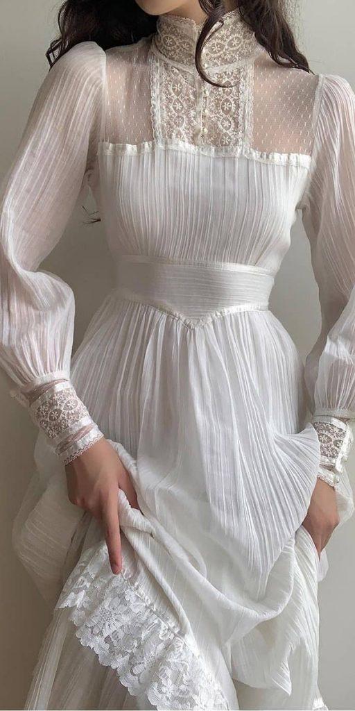 modest wedding dresses a line with long sleeves simple with lace nuvonu