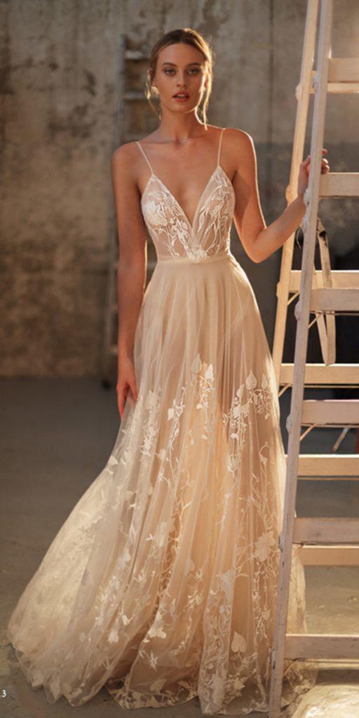 rustic wedding dresses a line with spaghetti straps gali karten