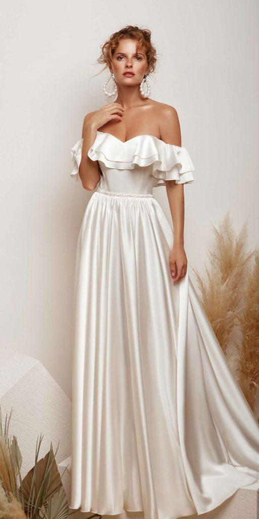 simple wedding dresses a line off the shoulder strapless beach marrymark