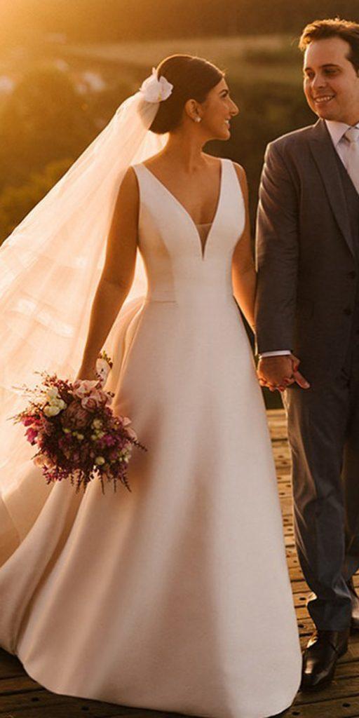 simple wedding dresses a line v neckline country wandaborges