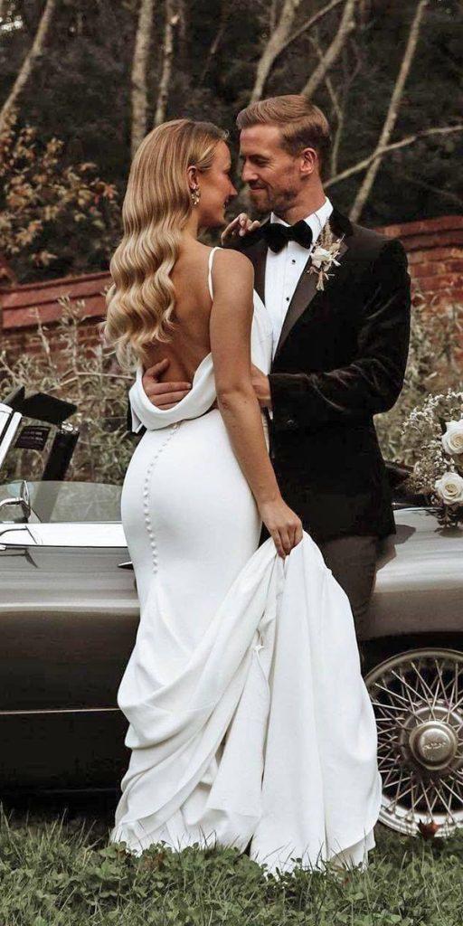 simple wedding dresses sheath with spaghetti straps backless beach made with love