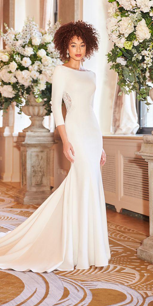 simple wedding dresses sheath wtih long sleeves similat to meghan markle mikaella