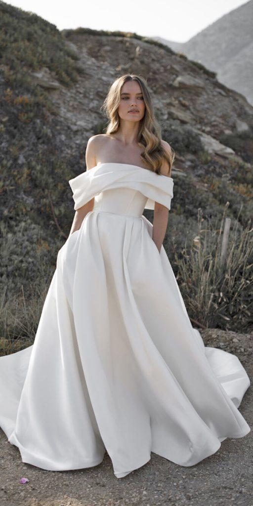 top wedding dresses simple off the shoulder romantic milla mova