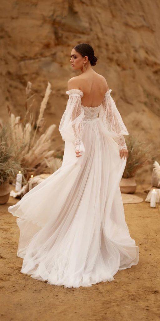 boho wedding dresses with sleeves low back a line beach loft weddding