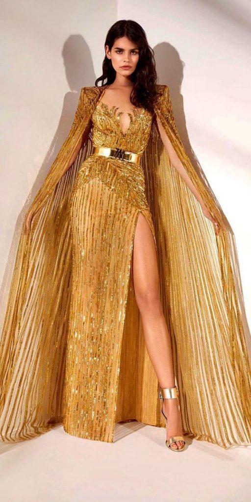 colored wedding dresses sheath with cape sequins zuhair murad