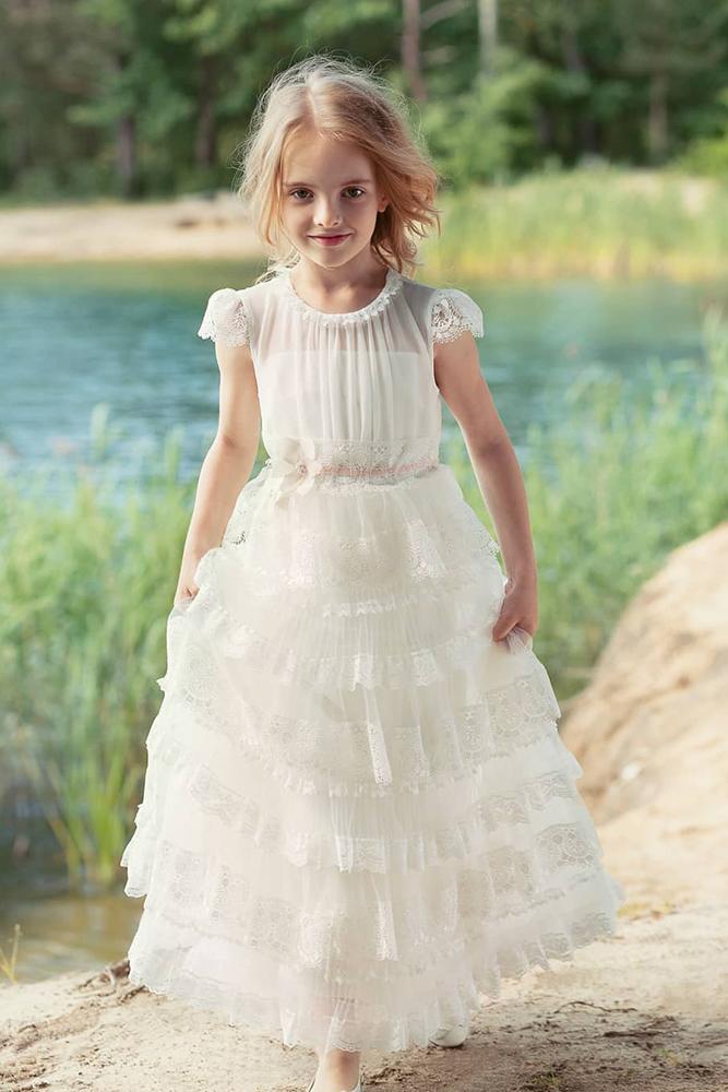 country flower girl dresses ruffled skirt country rustic lace papilio_kids