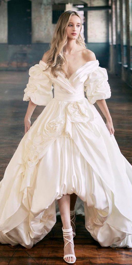 high low wedding dresses off the shoulder white ysamakino