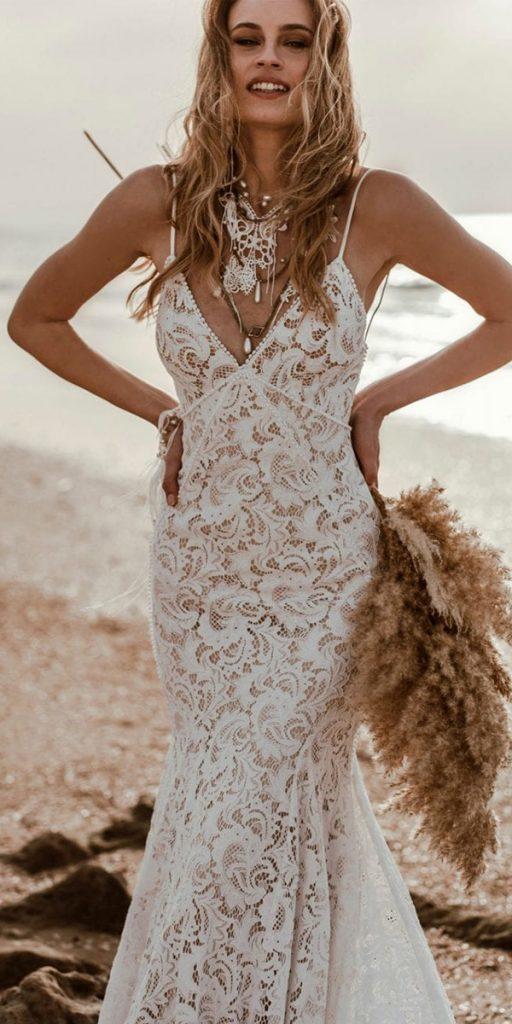 lace beach wedding dresses with spaghetti straps lace rish bridal
