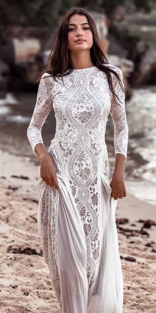lace bridal gowns sheath with long sleeves boho grace_loves_lace