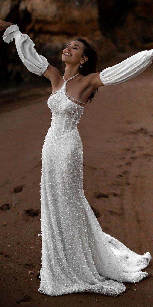 summer wedding dresses sheath with detaches aleeves beach vierobridal