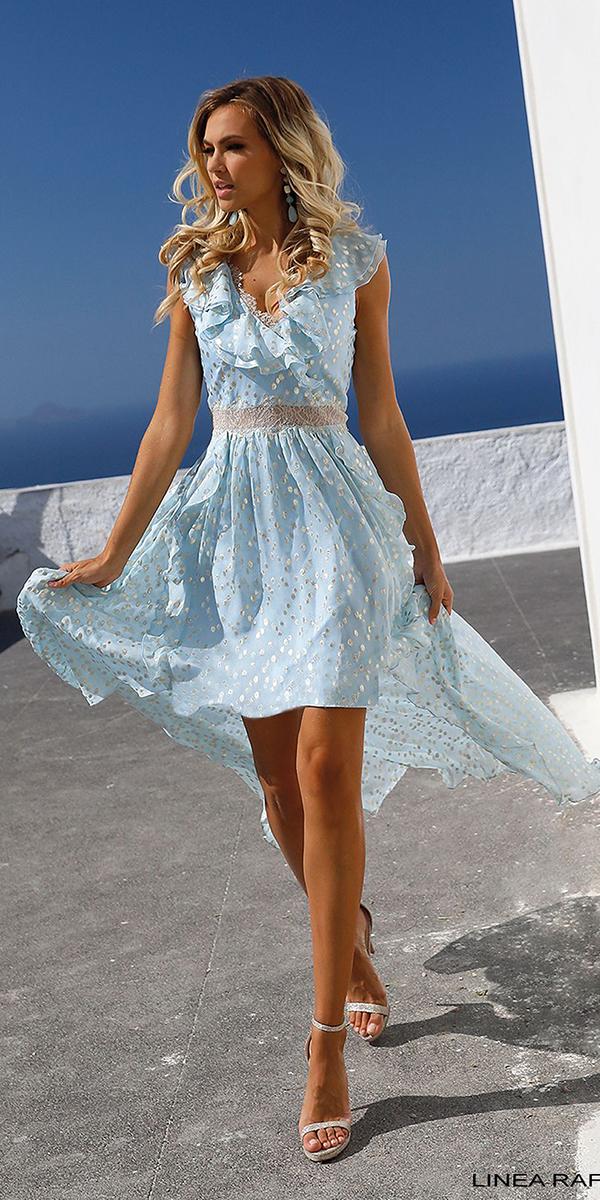 Summer Wedding Guest Dresses Blue High Low Beach Linearaffaelli 