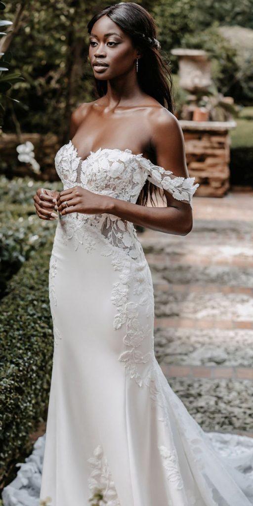 sweetheart mermaid wedding dresses off the shoulder lace allurebridals
