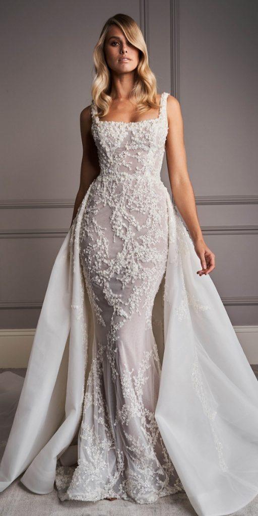 trumpet wedding dresses with overskirt sexy leahdagloria