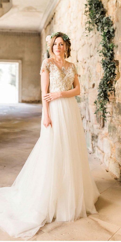 vintage wedding dresses 1920 lace top with cap sleeves badgley mischka