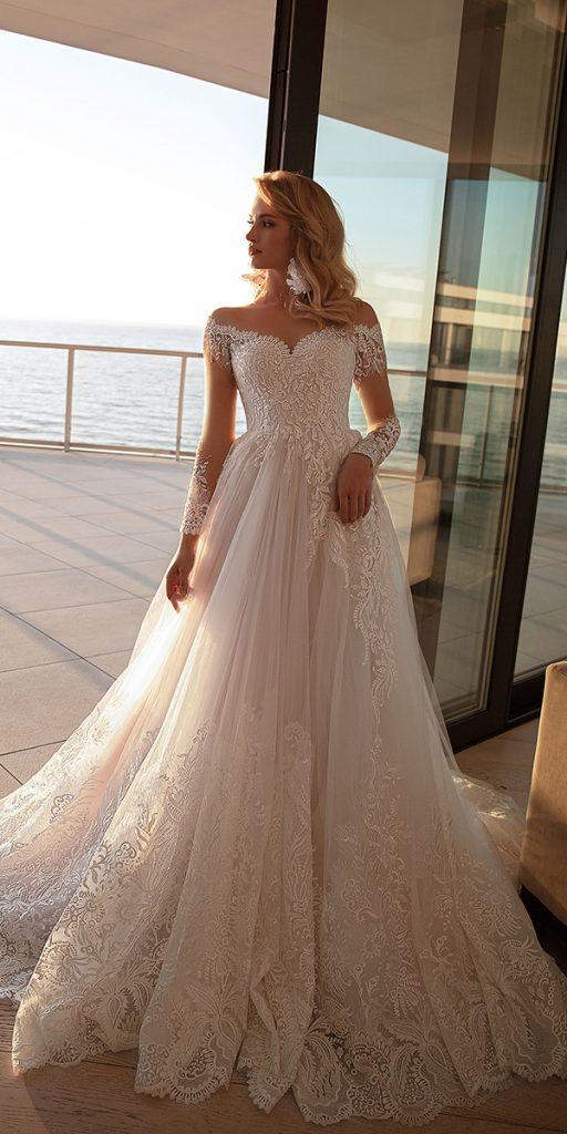  wedding dresses with lace sleeves a line sweetheart neckline tina valerdi