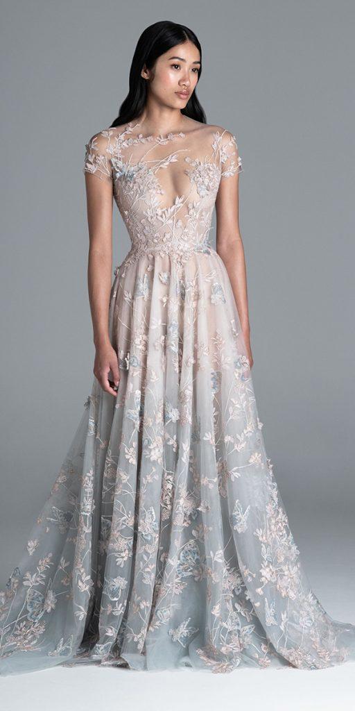 beach destination wedding dresses a line lace illusion neckline simoncecere